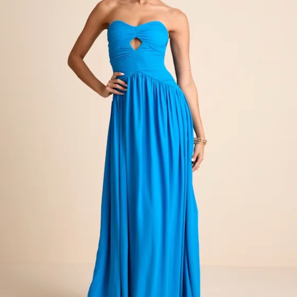 Lulu's Vibrant Blue Strapless Dress